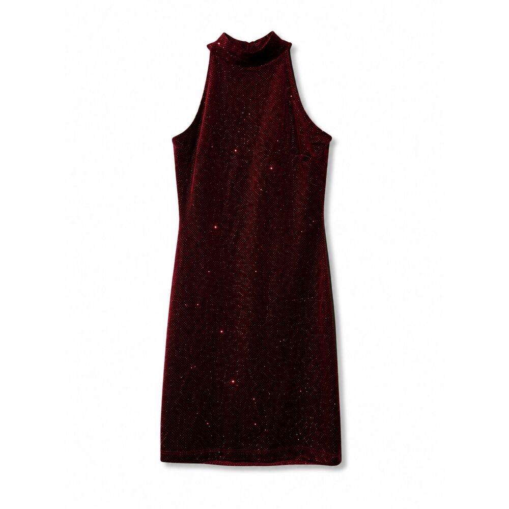Windsor Burgundy Velvet Sparkle Bodycon Mini Dress Size Small
